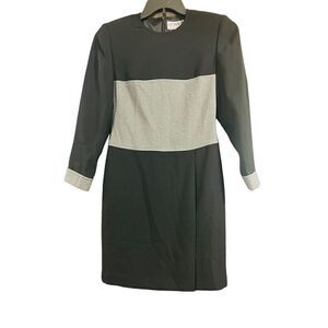 KASPER for ASL Color Block Dress Sheath Black Heather Charcoal Size 2 Petite Car